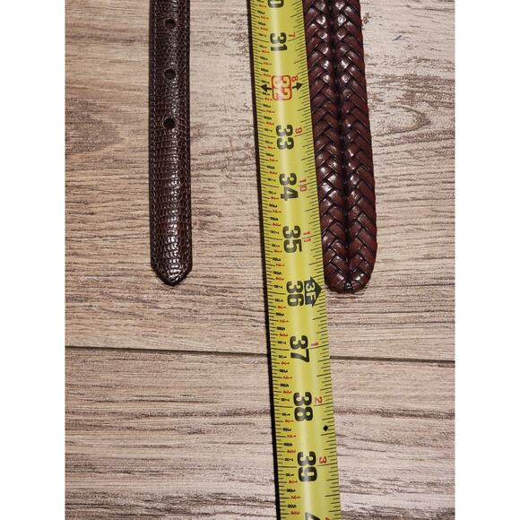 Brighton Belt Bundle Women's Sz M Brown Leather Silver Hardware Woven Textured - Picture 12 of 15